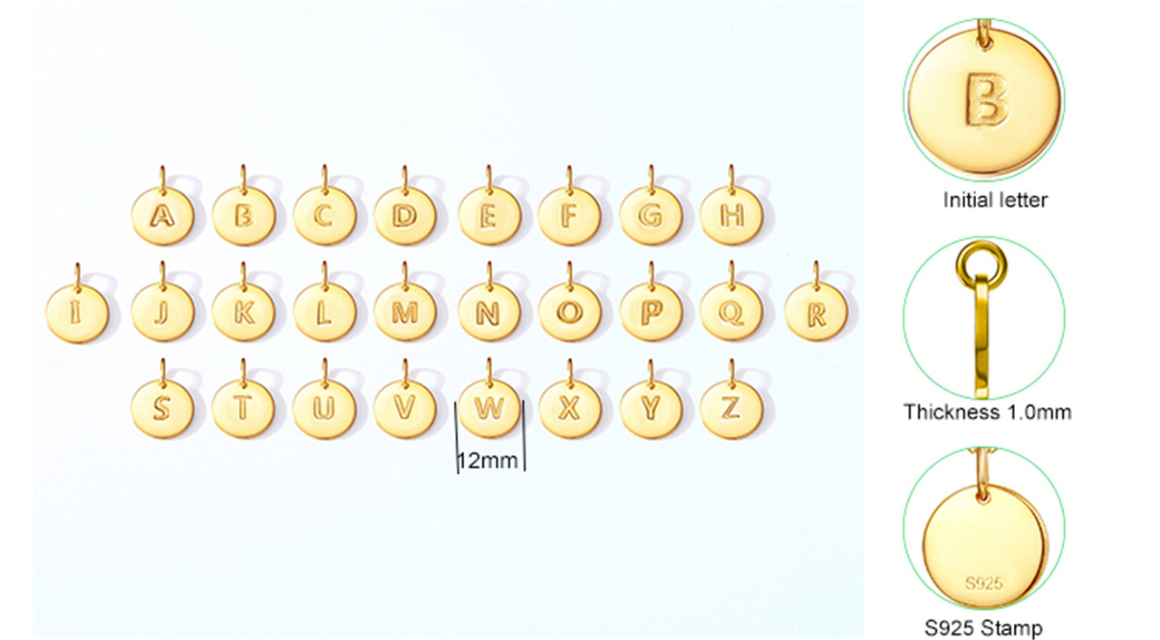 Custom 26 Alphabet 0.3micron 14kt Gold Plated Vermeil  (1)