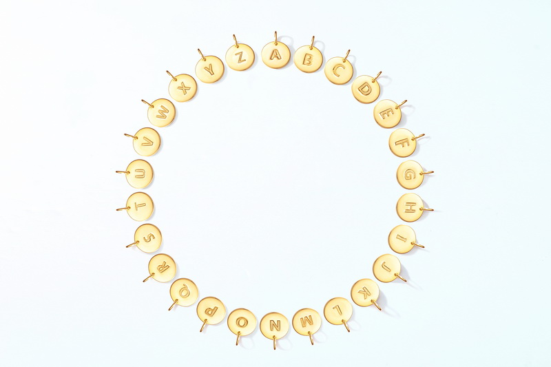 Custom 26 Alphabet 0.3micron 14kt Gold Plated Vermeil  ( (9)